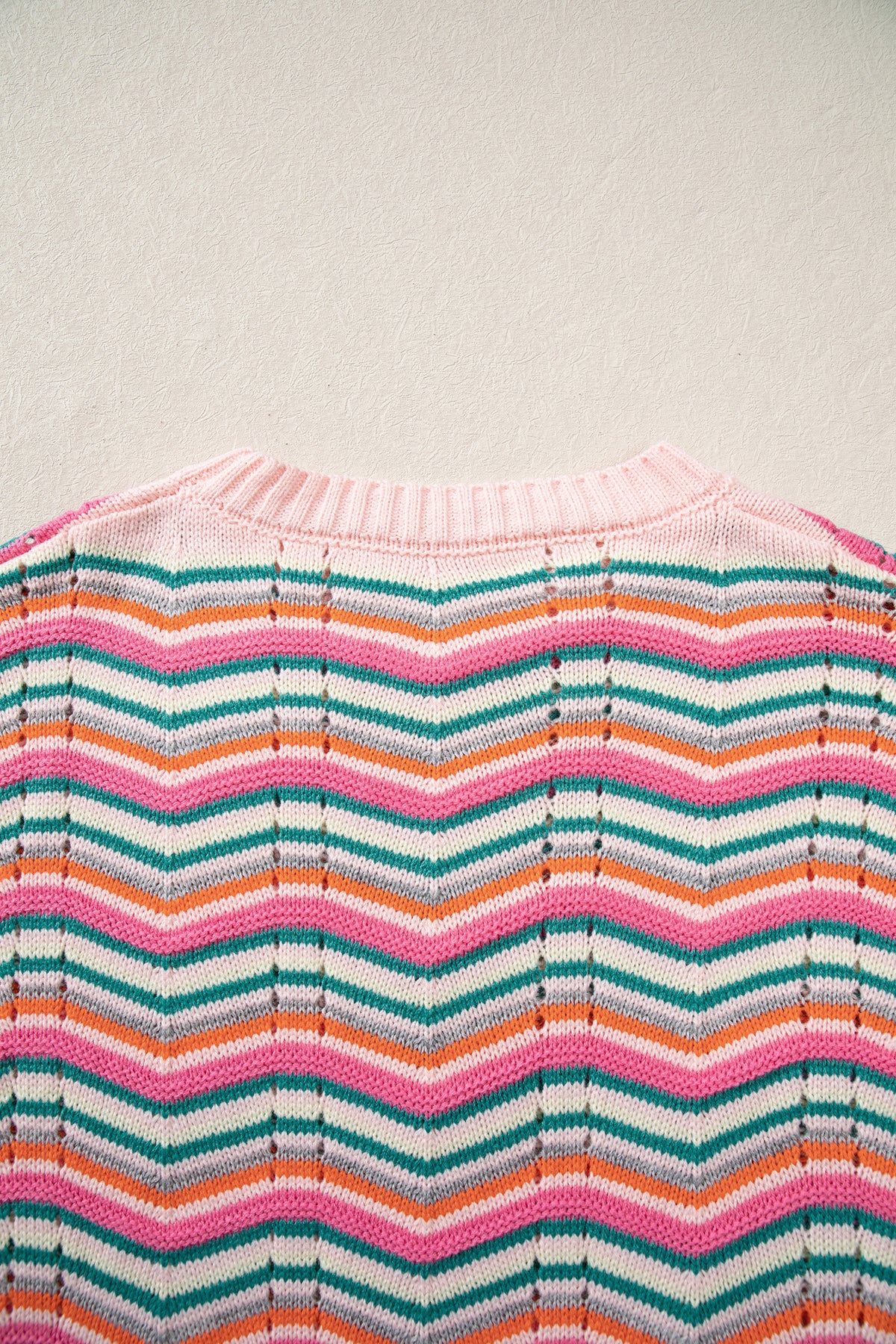 Multicolour Casual Chevron Striped Drop Shoulder Sweater