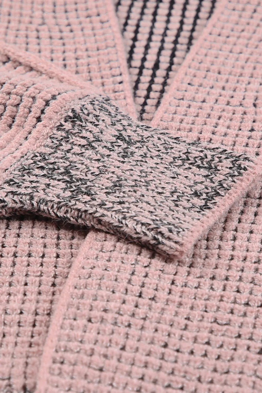 Pink Chunky Waffle Knit Oversized Collar Cardigan - Chic Meadow Boutique 