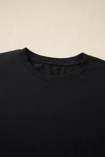 Black Varsity Striped Short Sleeve Crew Neck T Shirt