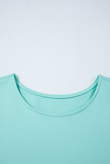 Mint Green Frilled Trim Crew Neck Loose Fit Mini Dress