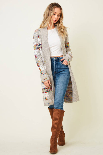 Multi Aztec Print Cardigan - Plus Size