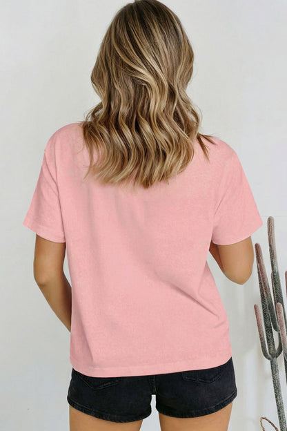 Pink Solid Color High Neck Oversize Tee