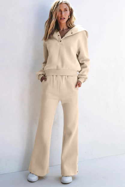 Parchment Solid Color Hoodie and High Waist Pants Two Piece Activewear - Chic Meadow Boutique 