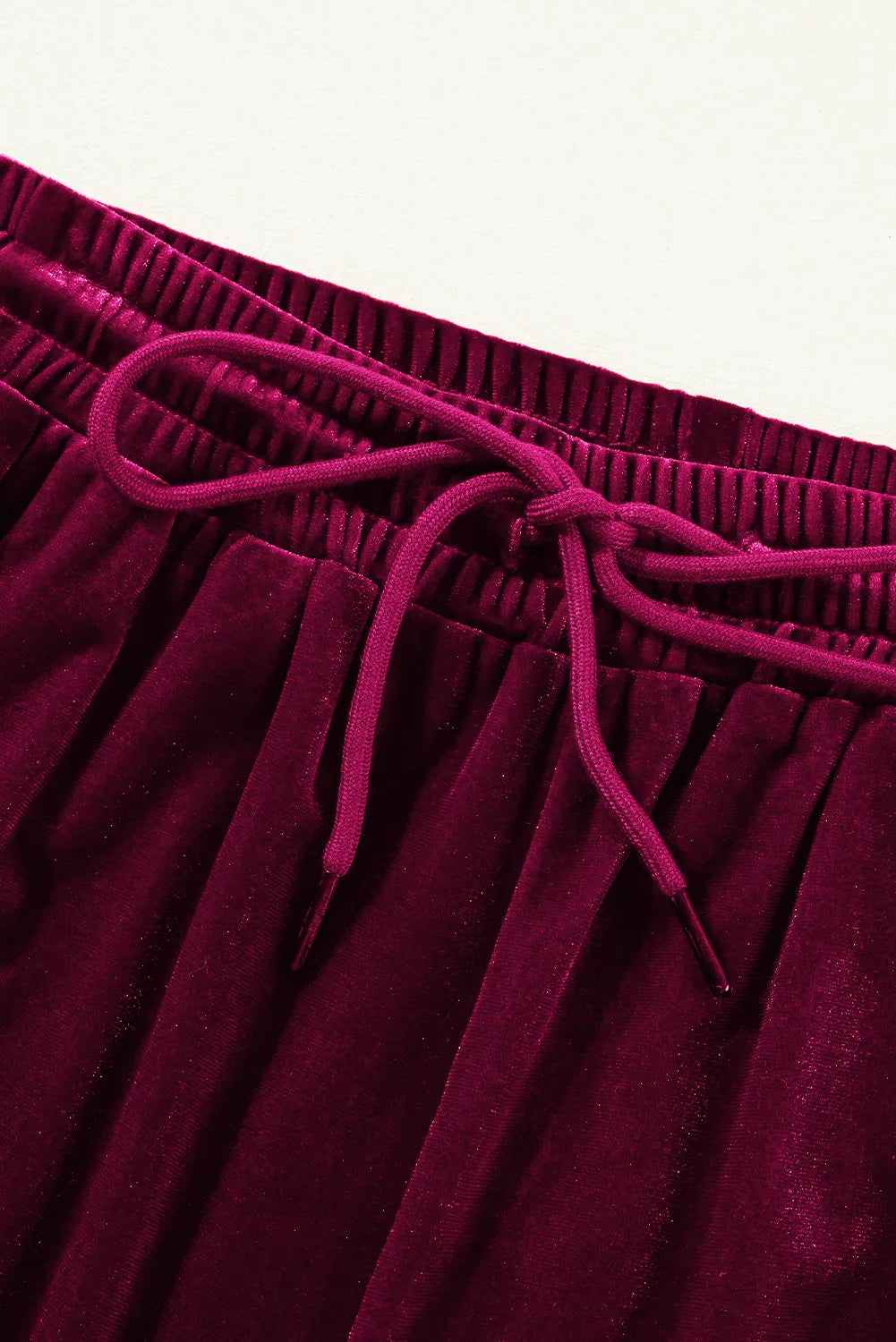 Burgundy Solid Drawstring Waist Wide Leg Pants - Chic Meadow Boutique 