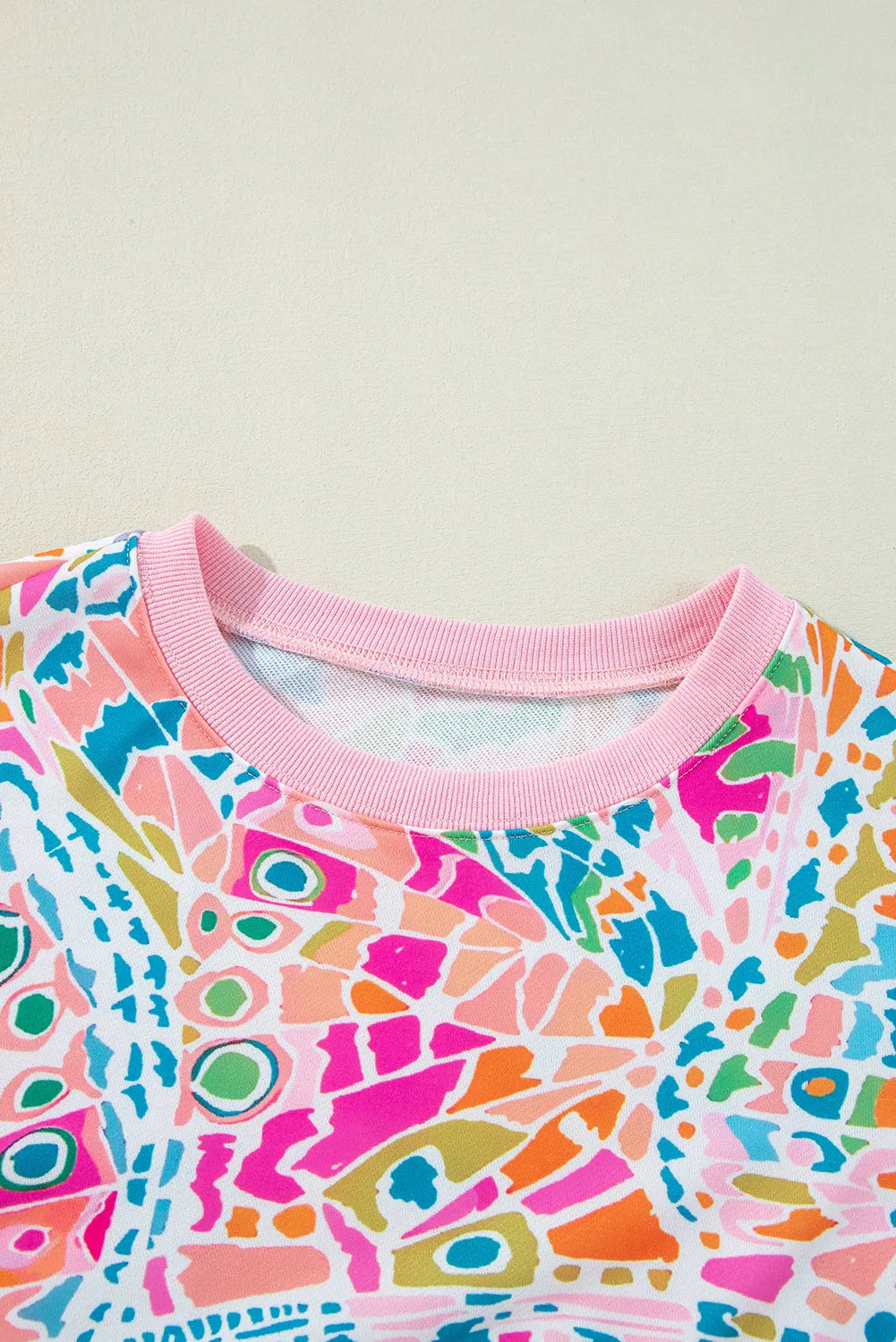 Pink Abstract Printed Drop Shoulder Loose Sweatshirt - Chic Meadow Boutique 