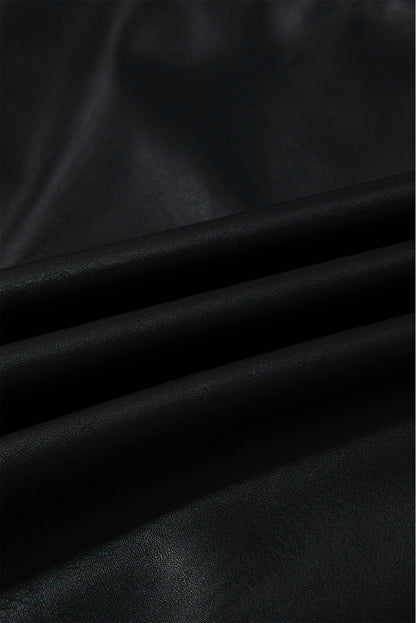 Black Vegan Leather Sleeveless Mini Dress