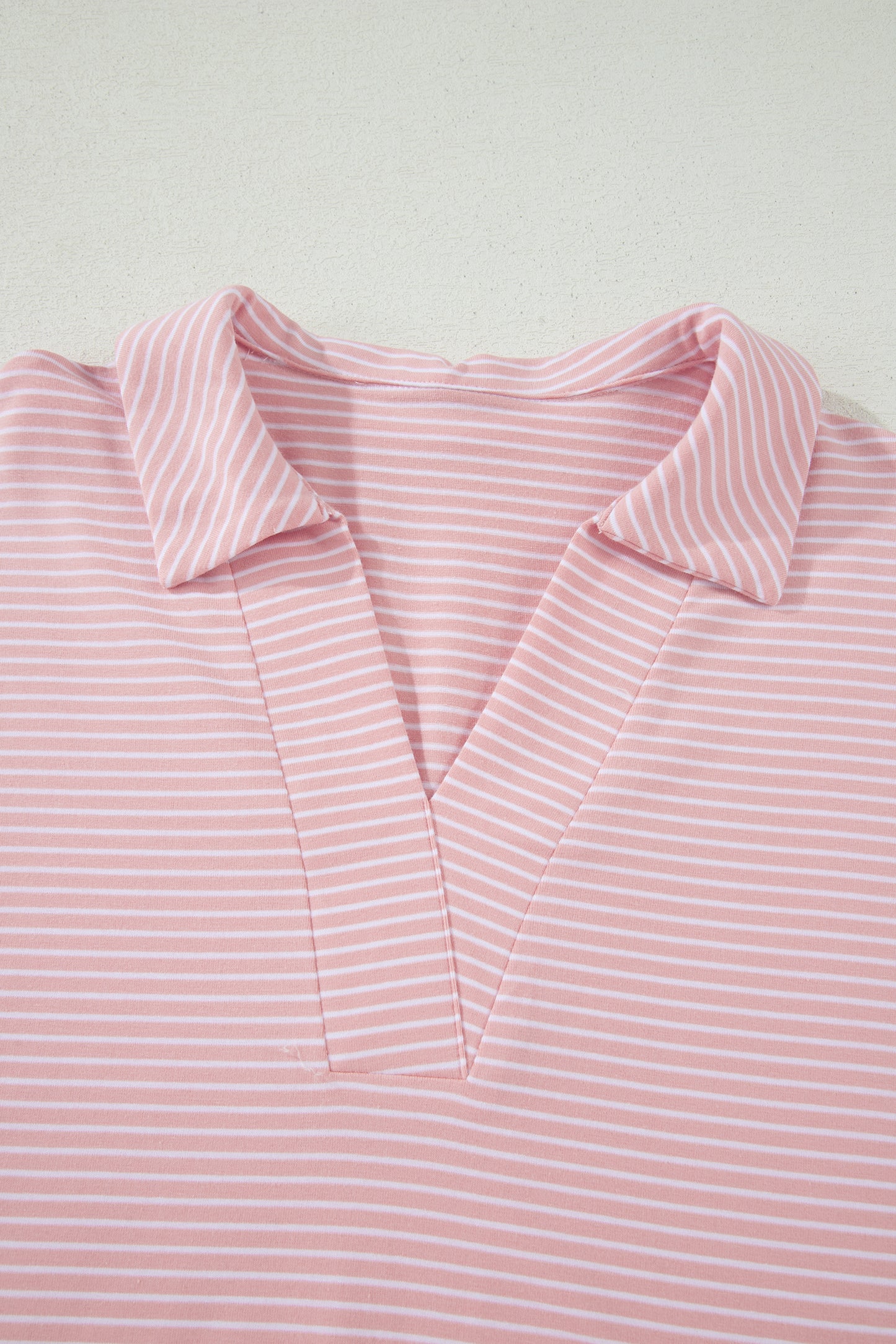 Pink Stripe Dolman Sleeve Polo Shirt and Drawstring Shorts Set