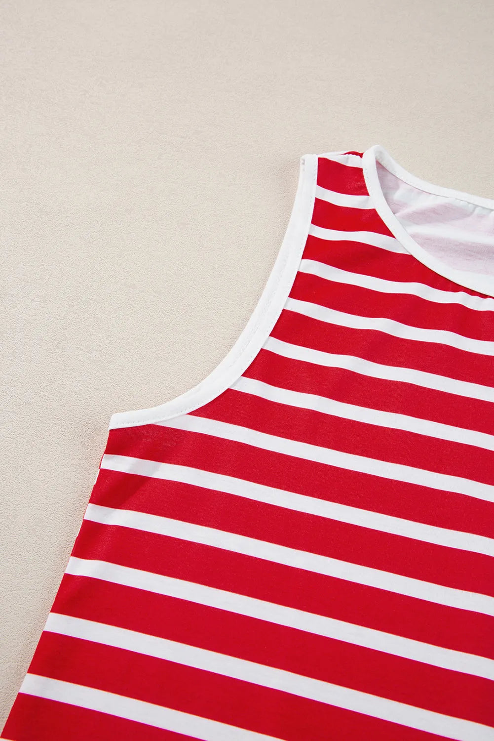 Red USA Flag Printed Round Neck Tank Top - Chic Meadow Boutique 