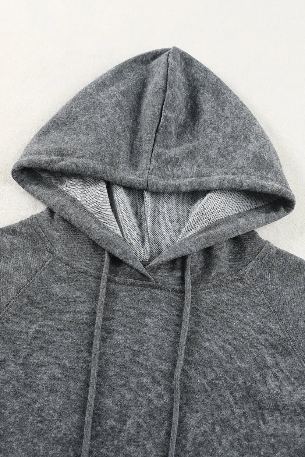 Gray Mineral Wash Kangaroo Pocket Drawstring Pullover Hoodie - Chic Meadow Boutique 