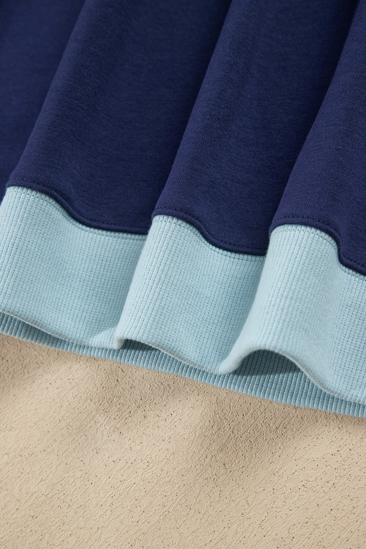Dirty blue Colorblock Trim Crewneck Long Sleeve Pullover Sweatshirt