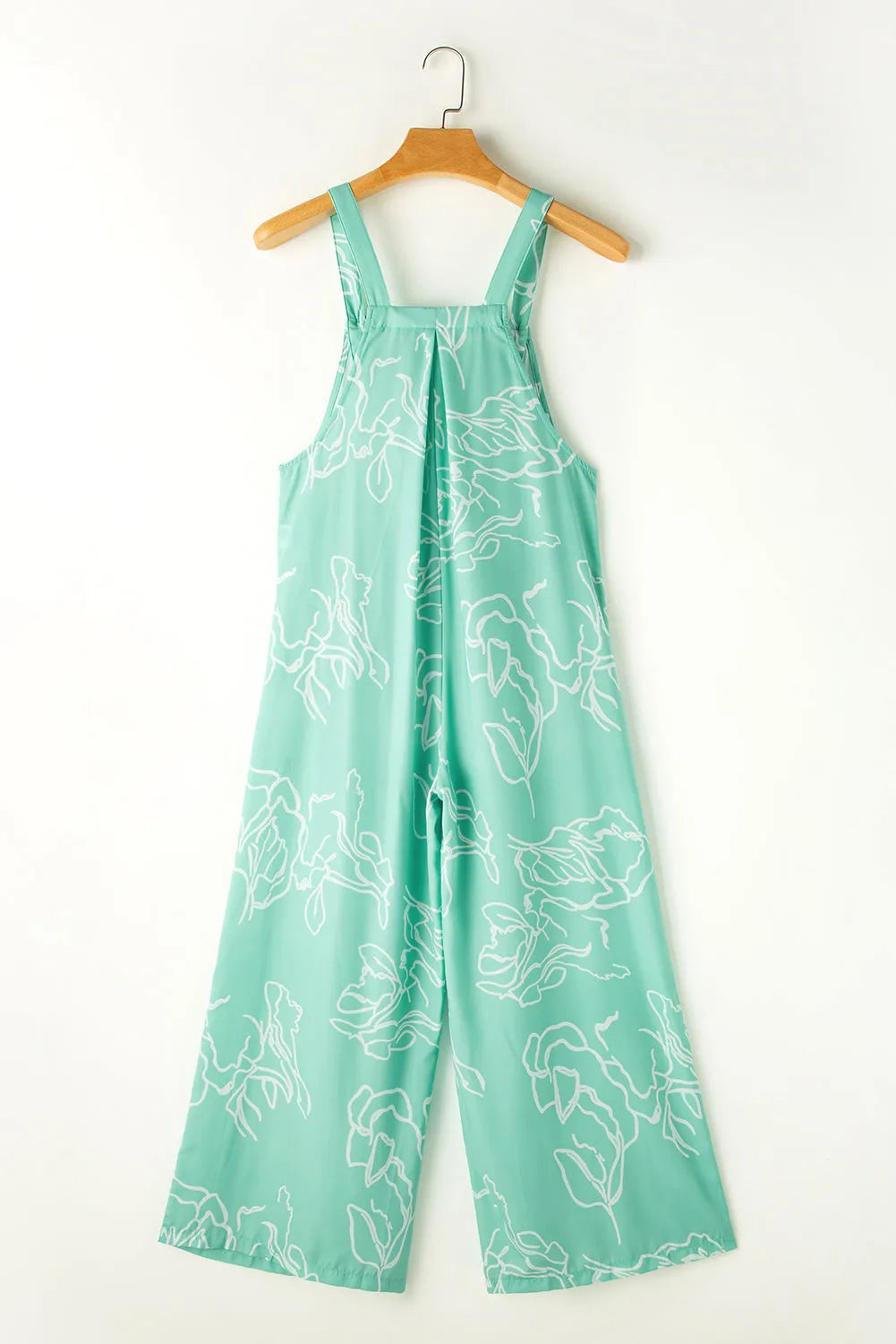 Moonlight Jade Printed Bib Wide Leg Overalls - Chic Meadow Boutique 