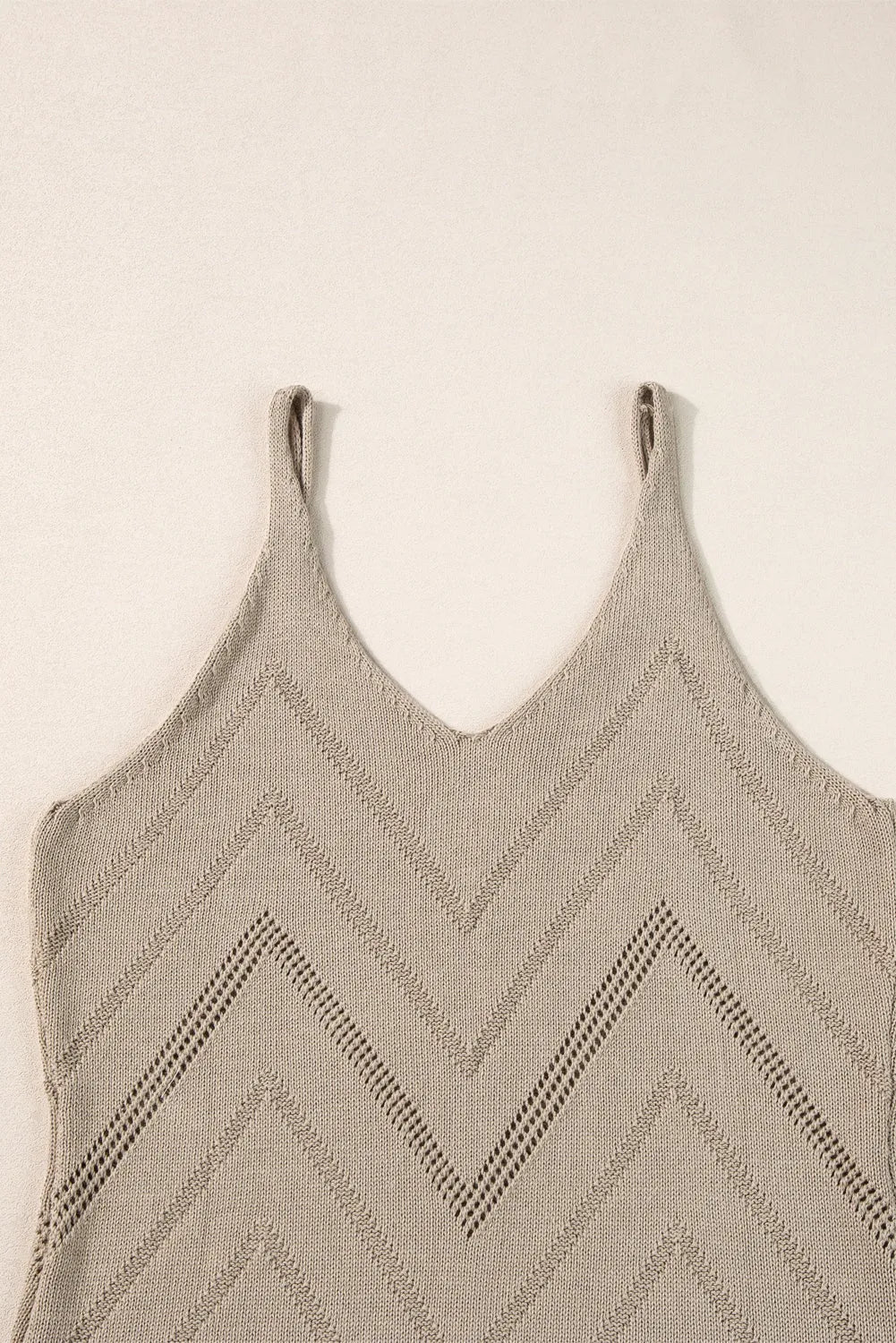 Tops/Sweater Vests Parchment Chevron Pointelle Knit Spaghetti Straps Sweater Vest