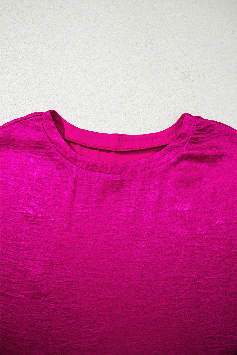 Festival Fuchsia Shine Shimmer Cuffed Short Sleeve Casual Top