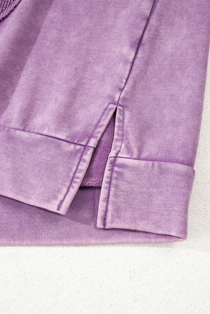 Orchid Bouquet Mineral Wash Big Bow Patchwork Pullover Sweatshirt