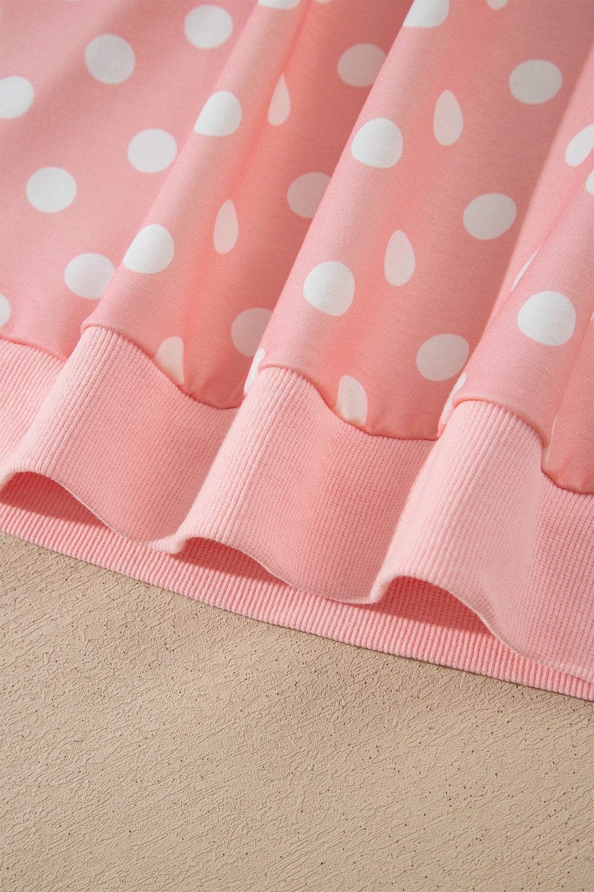 Pink Polka Dot Hooded Long Sleeve Top Casual Mini Skort Set