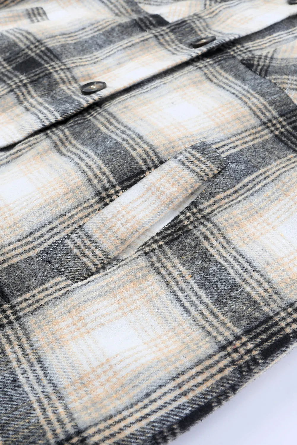 Black Vintage Plaid Fleece Lining Jacket - Chic Meadow Boutique 