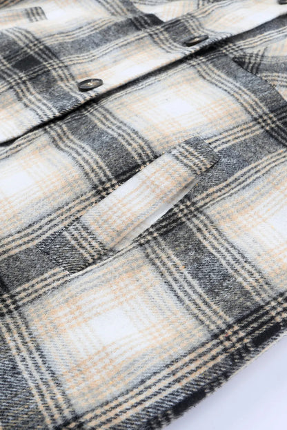 Black Vintage Plaid Fleece Lining Jacket - Chic Meadow Boutique 