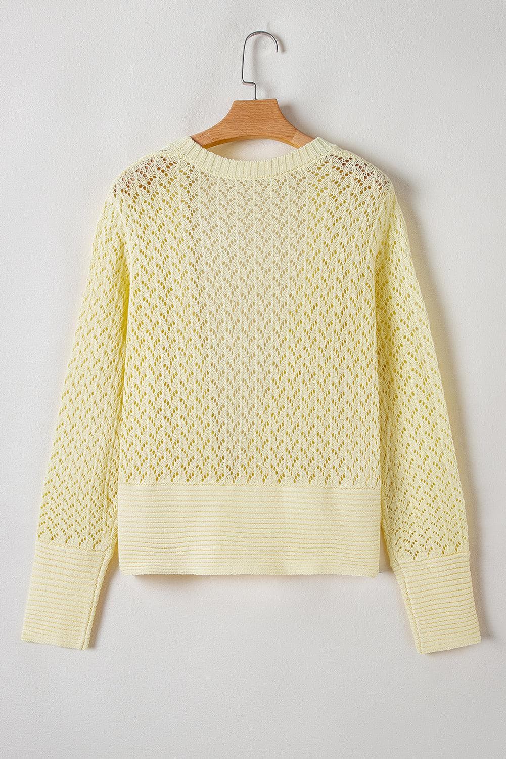 Sweaters & Cardigans/Cardigans Yellow Cream Pointelle Knit Open Front Short Cardigan