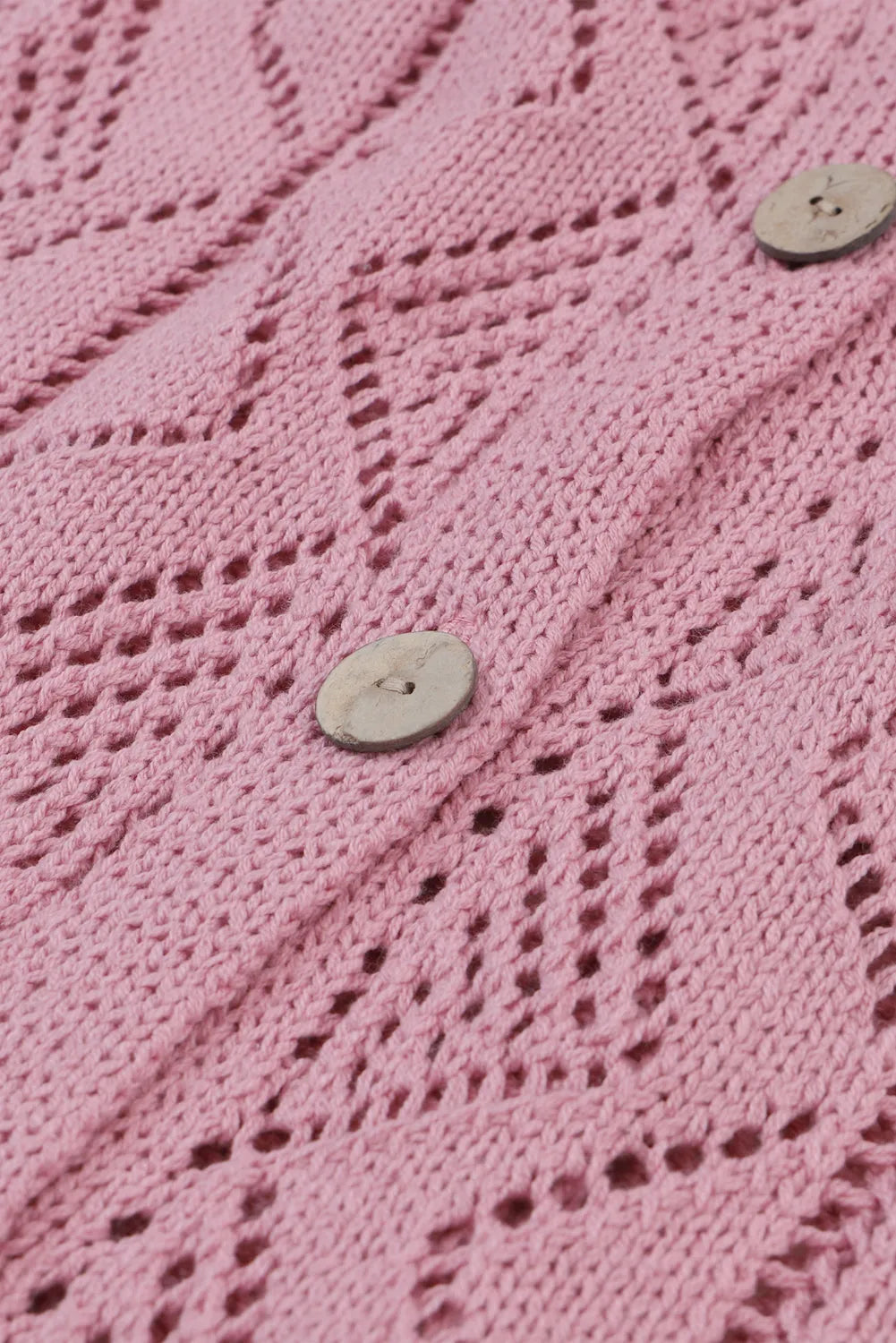 Pink Hollow-out Openwork Knit Cardigan - Chic Meadow Boutique 