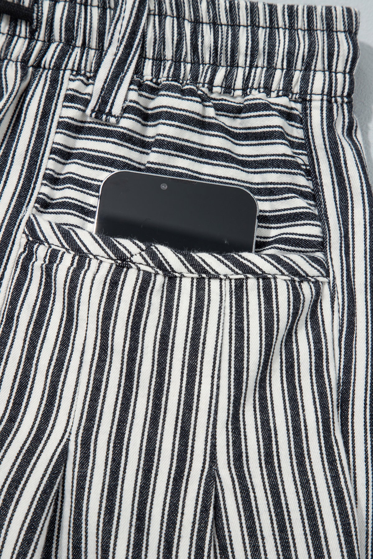 Black Stripe Drawstring Casual Loose Pants