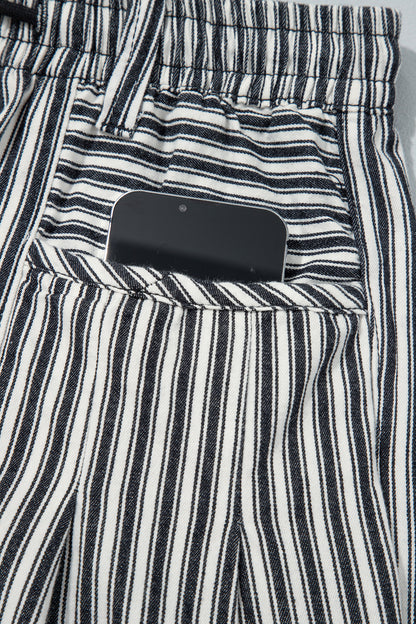 Black Stripe Drawstring Casual Loose Pants