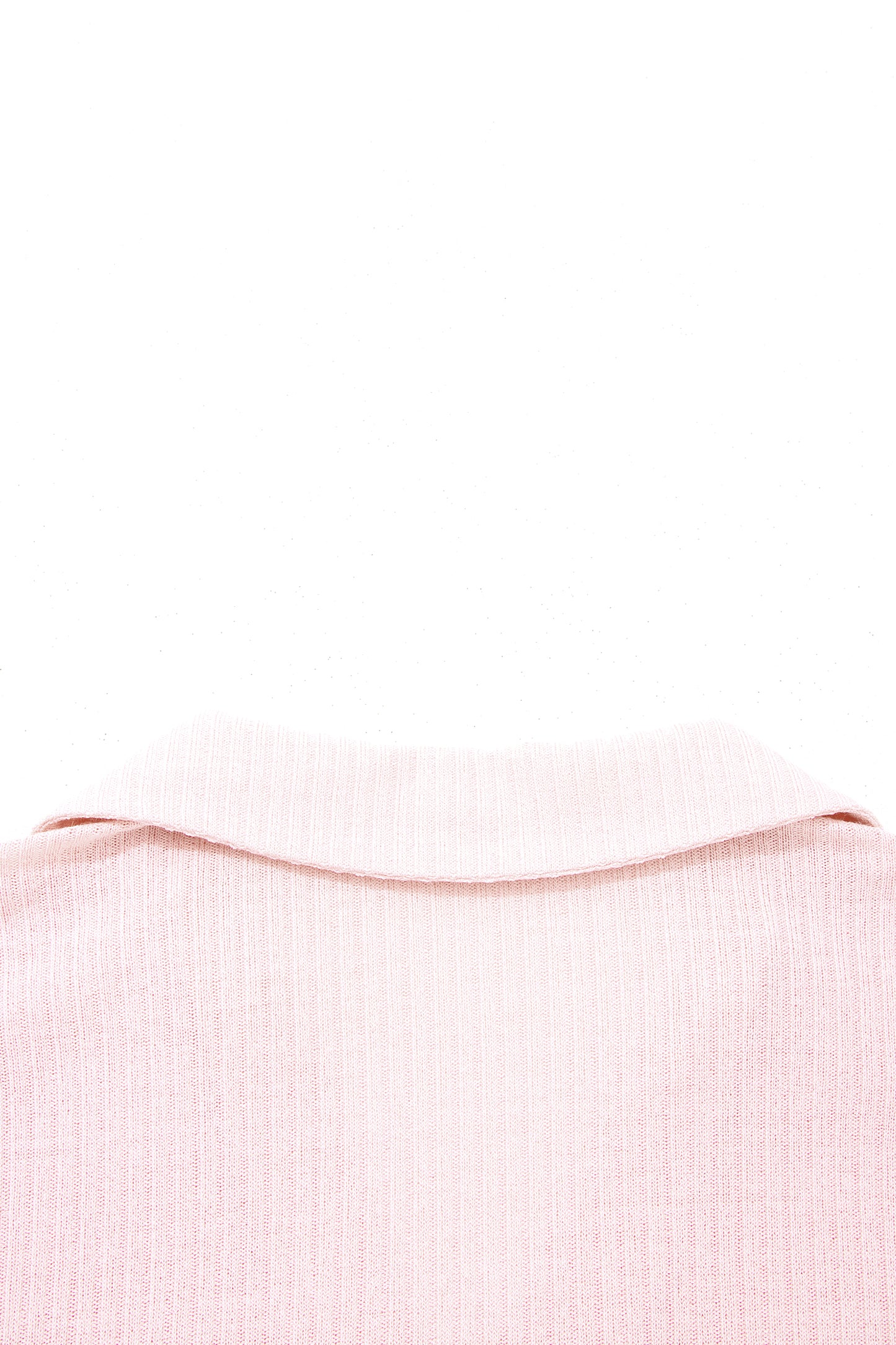 Light Pink Collared V Neck Ribbed Tee