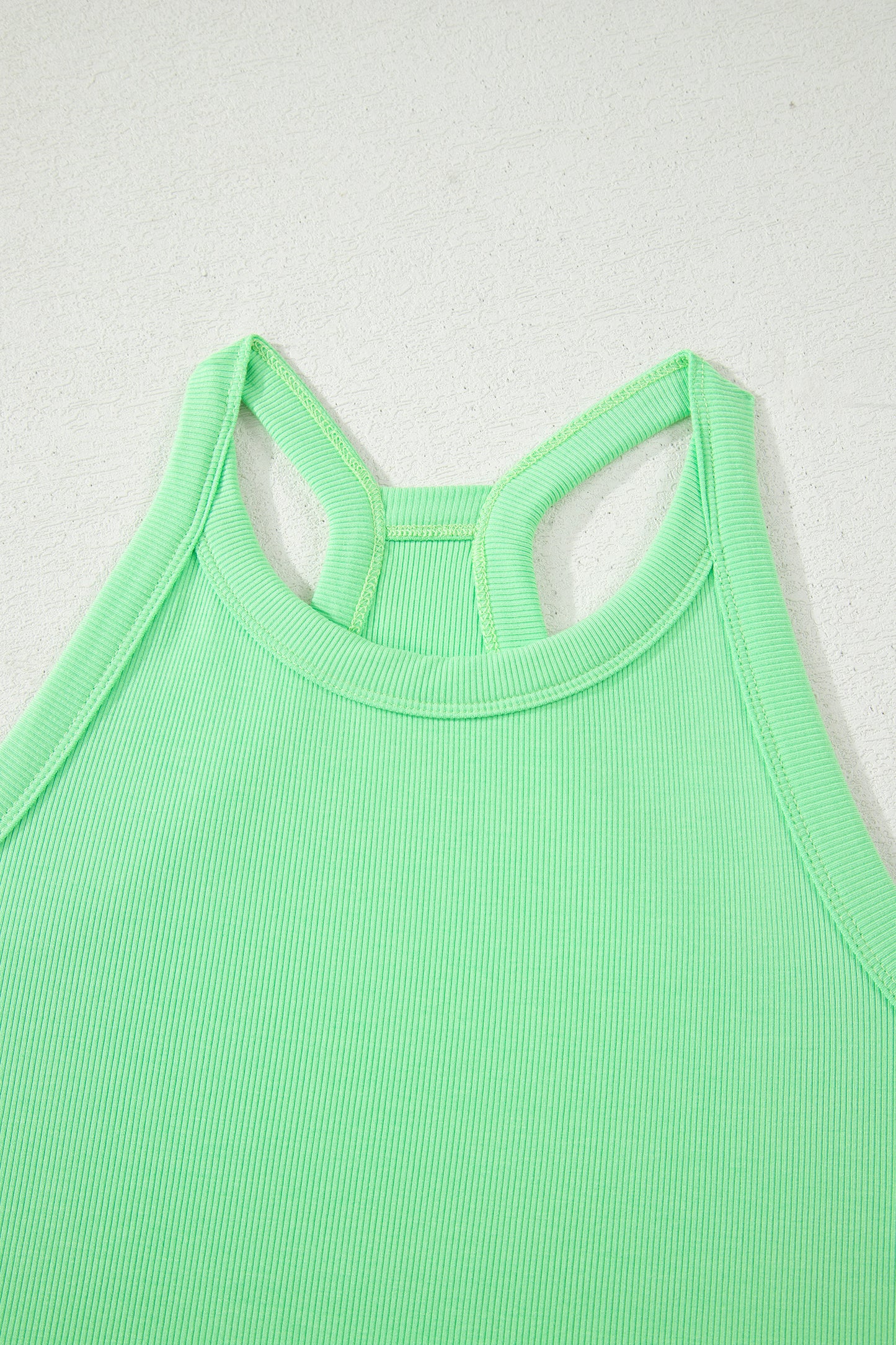 Green Slim Tank Top Elastic Waist Mini Skort 2pcs Outfit