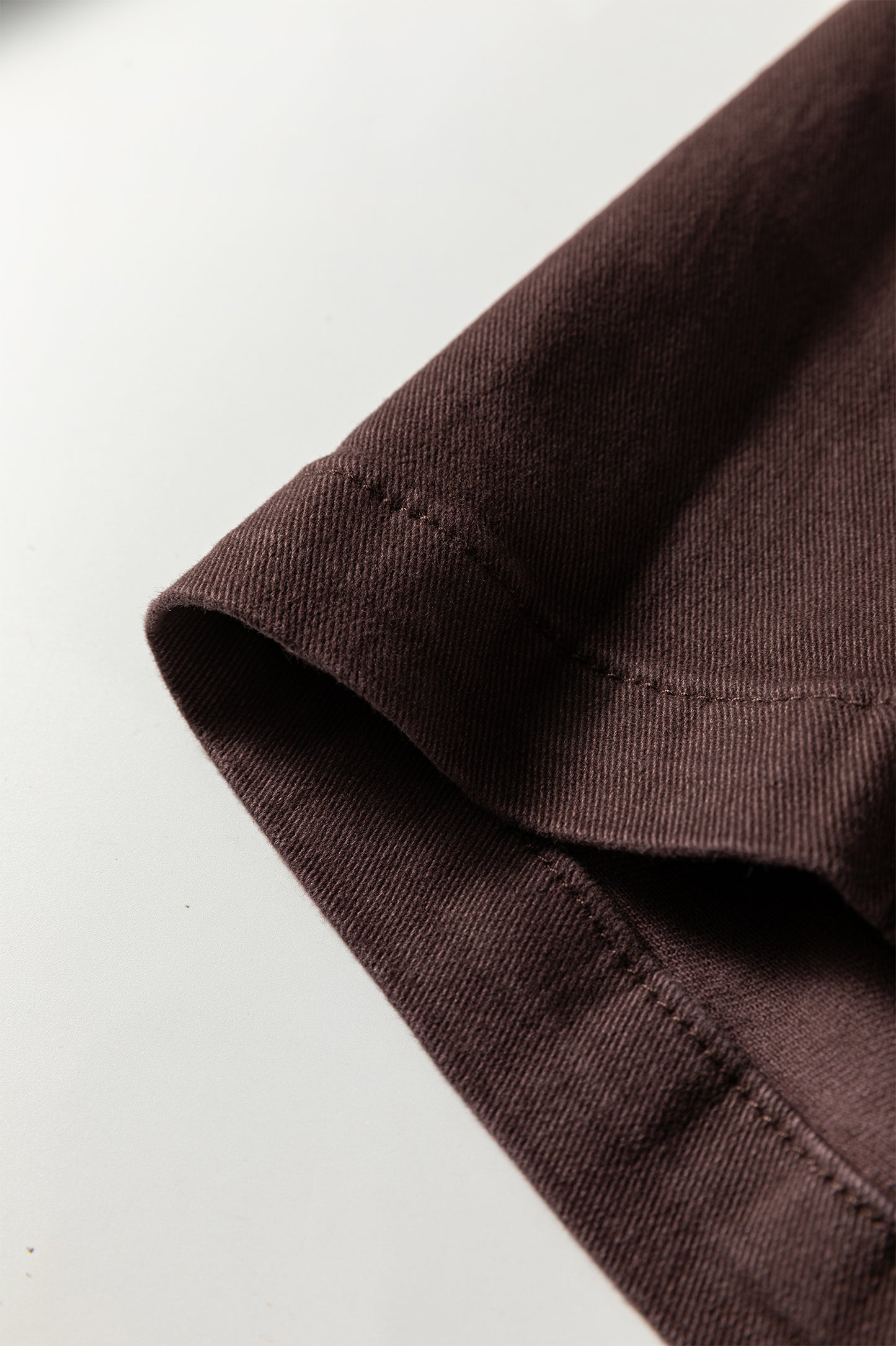 Red Sandalwood Solid Color Seamed Center Wide Leg Cropped Jeans