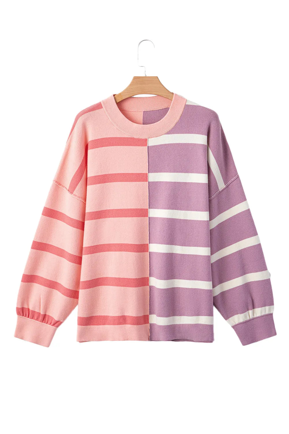 Pink Stripe Colorblock Oversized Sweater - Chic Meadow Boutique 