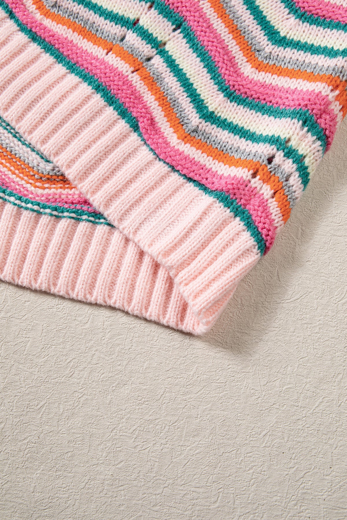 Multicolour Casual Chevron Striped Drop Shoulder Sweater