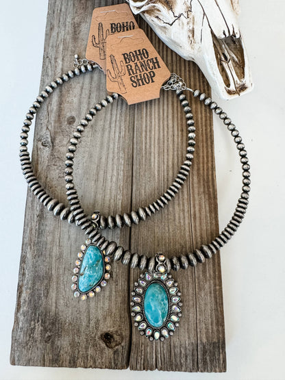Western Concho Pendant Wire Necklace