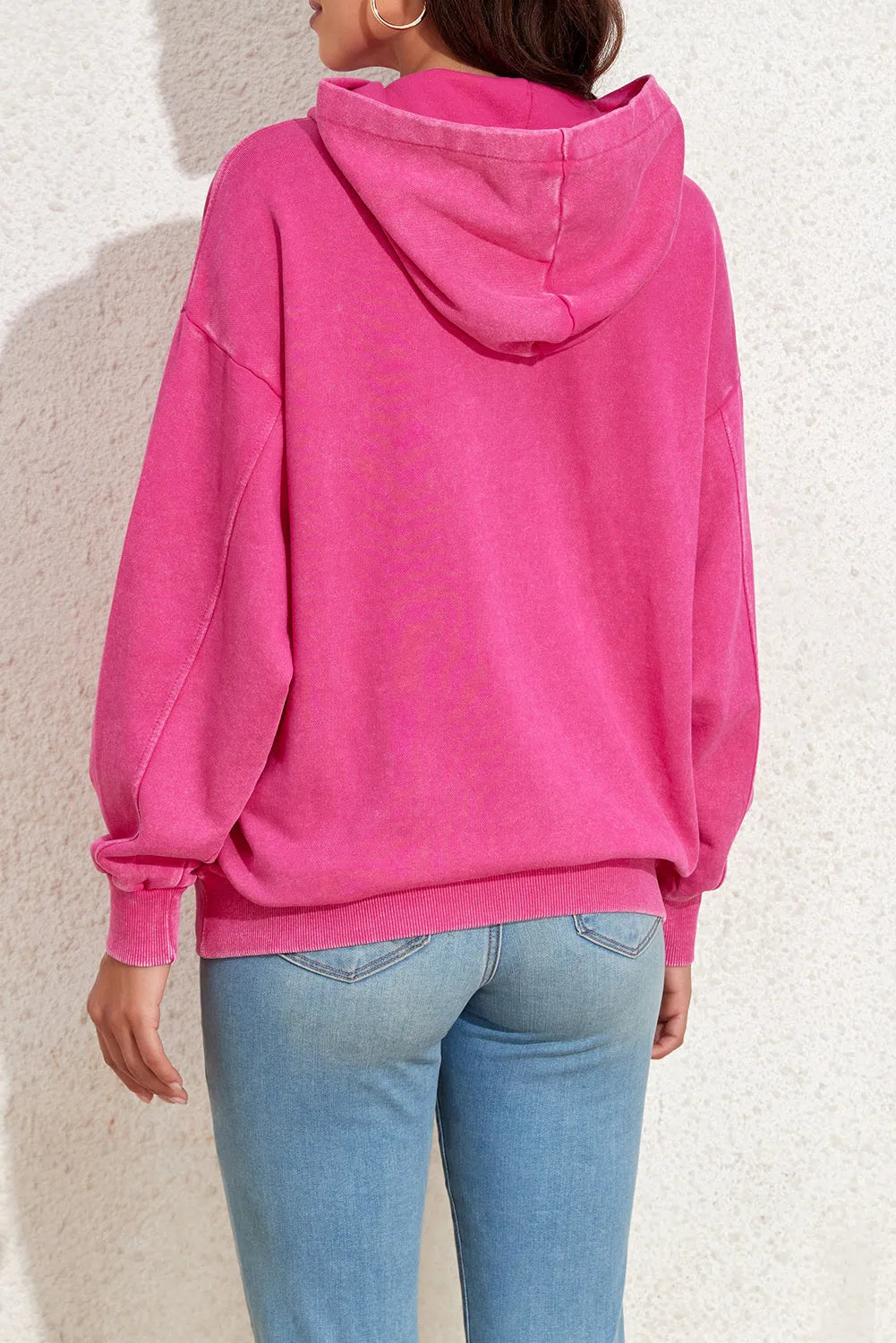 Bright Pink Vintage Wash Kangaroo Pocket Hoodie - Chic Meadow Boutique 