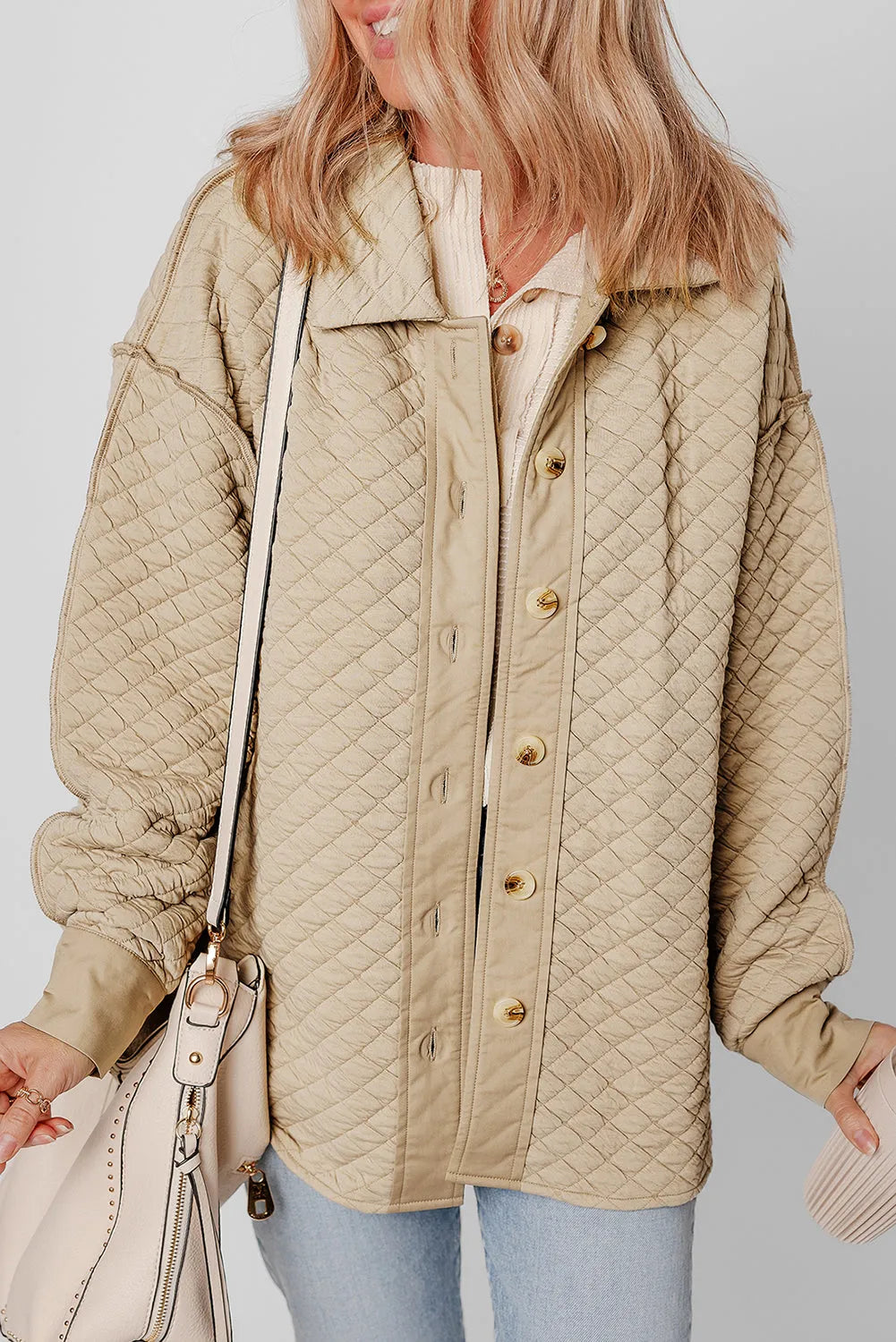 Jet Stream Solid Color Quilted Puffer Buttoned Shacket - Chic Meadow Boutique 