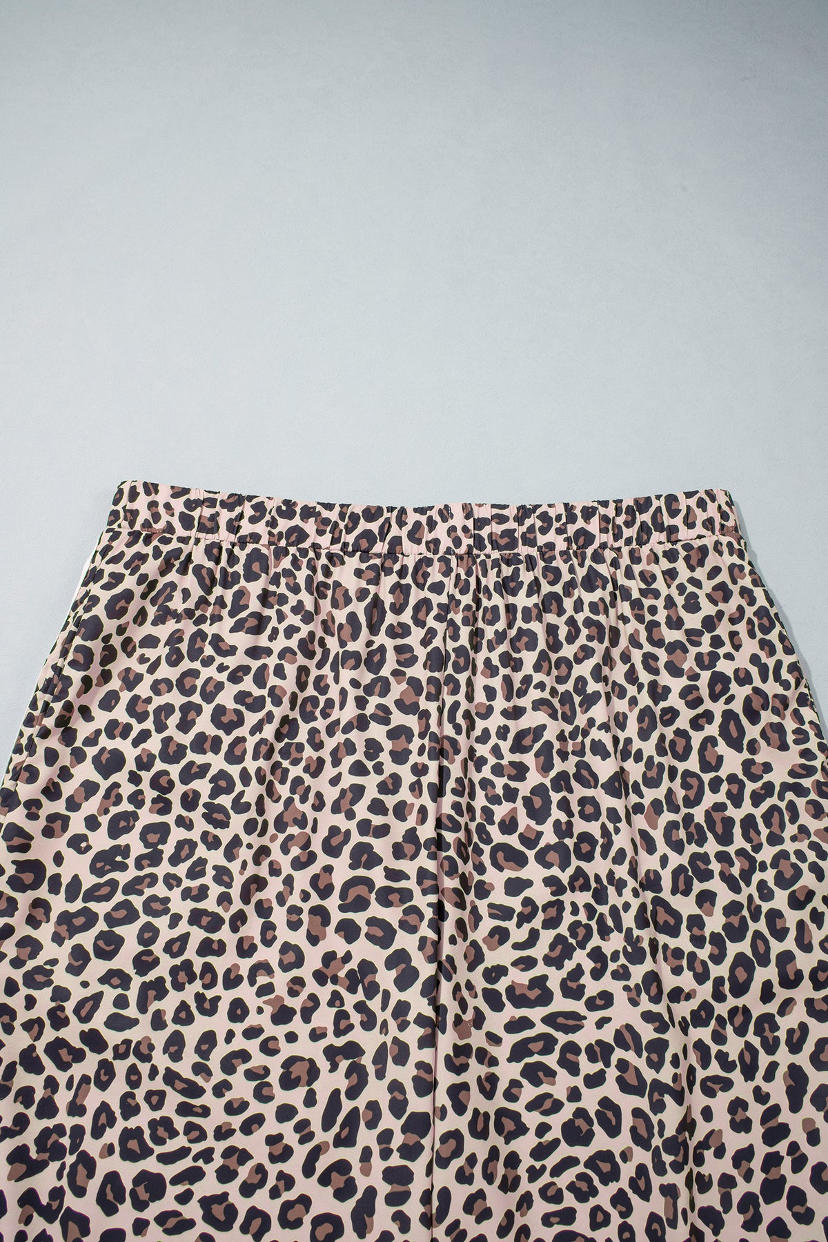 Beige Plus Size Leopard Print Side Stripes Detail Casual Pants