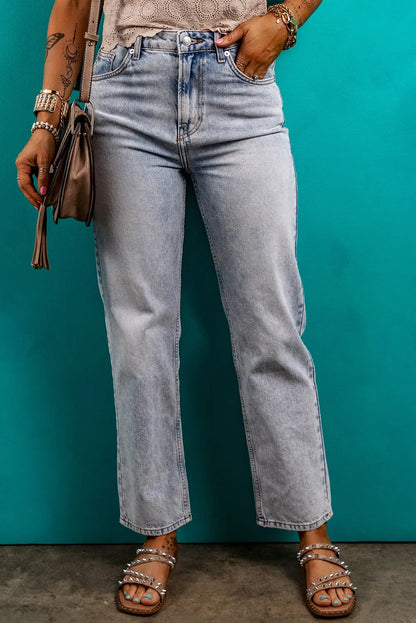 Beau Blue Acid Wash Straight Jeans - Chic Meadow Boutique 