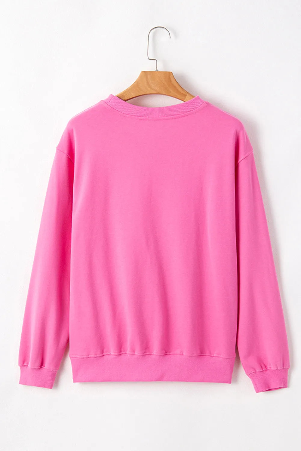 Bonbon Plain Drop Shoulder Crewneck Pullover Sweatshirt - Chic Meadow Boutique 