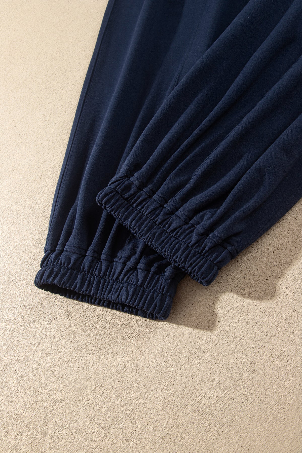Dirty blue Elastic Waist Drawstring Wide Leg Full Length Pants
