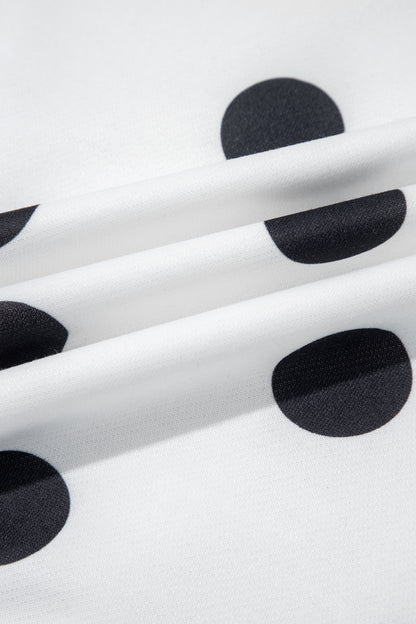 White Polka Dot Contrast Patchwork Round Neck Baggy Sweatshirt