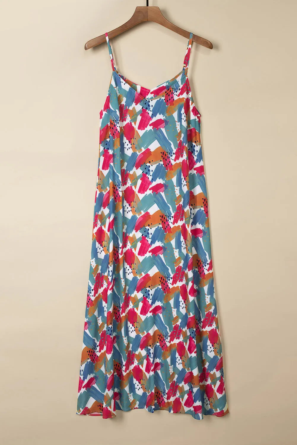 Multicolor Abstract Print Spaghetti Straps Maxi Dress - Chic Meadow Boutique 