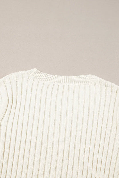 White Cable Knit Cropped Sweater - Chic Meadow Boutique 