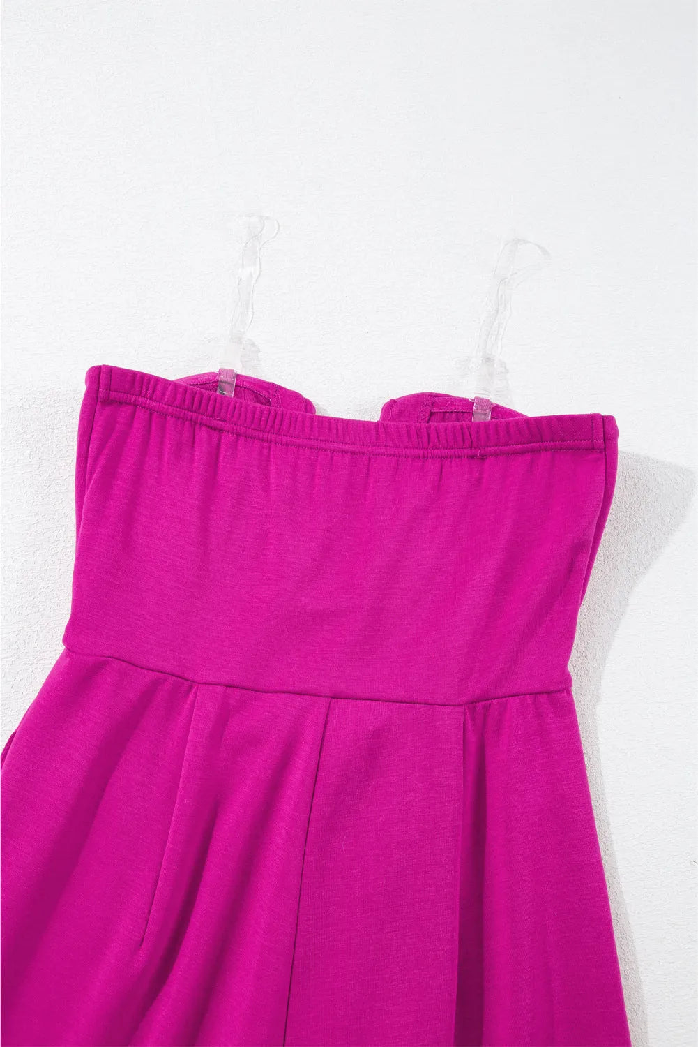 Bright Pink Bowknot Strapless Wide Leg Jumpsuit - Chic Meadow Boutique 