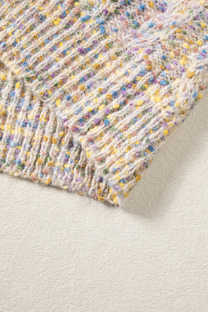Multicolour Cozy Cable Knit Round Neck Long Sleeve Confetti Sweater