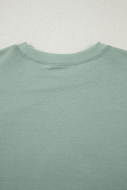 Clearly Aqua Floral Patched Half Sleeve Tunic Top