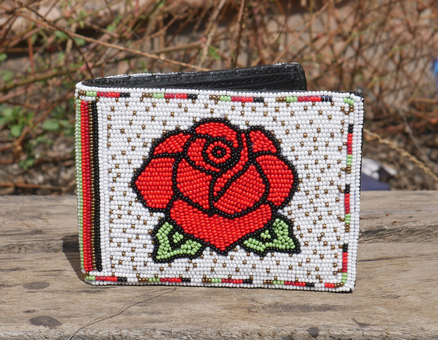 Handmade Beaded Wallet with intricate Beadwork Bifold Wallet
