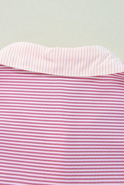 Pink Stripe Print Colorblock Plus Size Shirt - Chic Meadow Boutique 