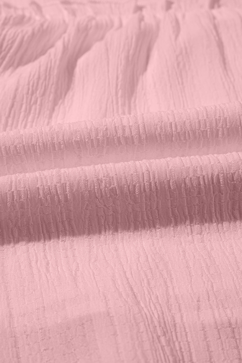 Light Pink Textured Ruffled Trim V Neck Flutter Flowy Top