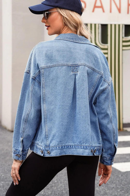 Outerwear/Denim jackets Wild Wind Washed Oversize Pocketed Denim Jacket