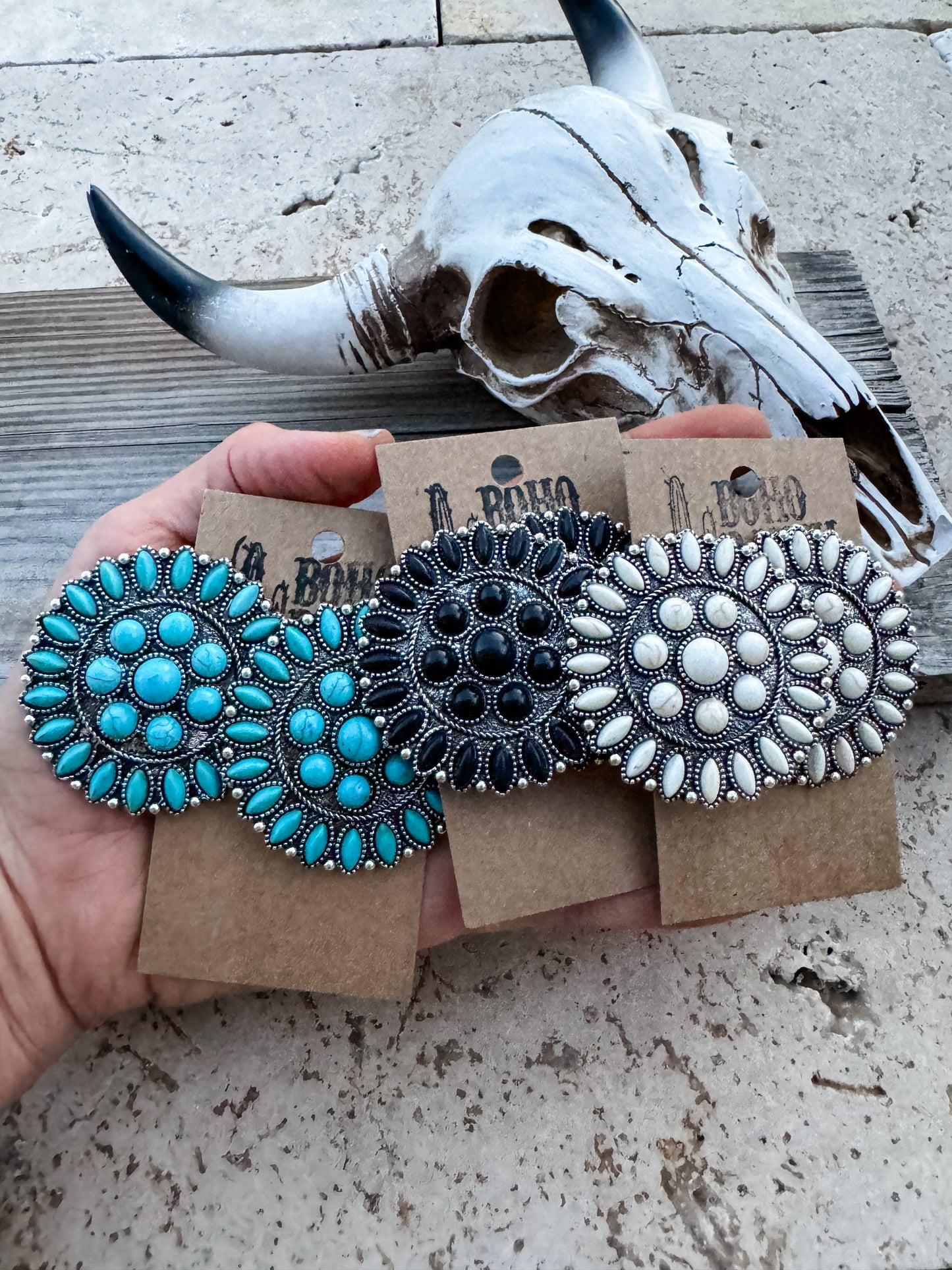Western Round Concho Earrings