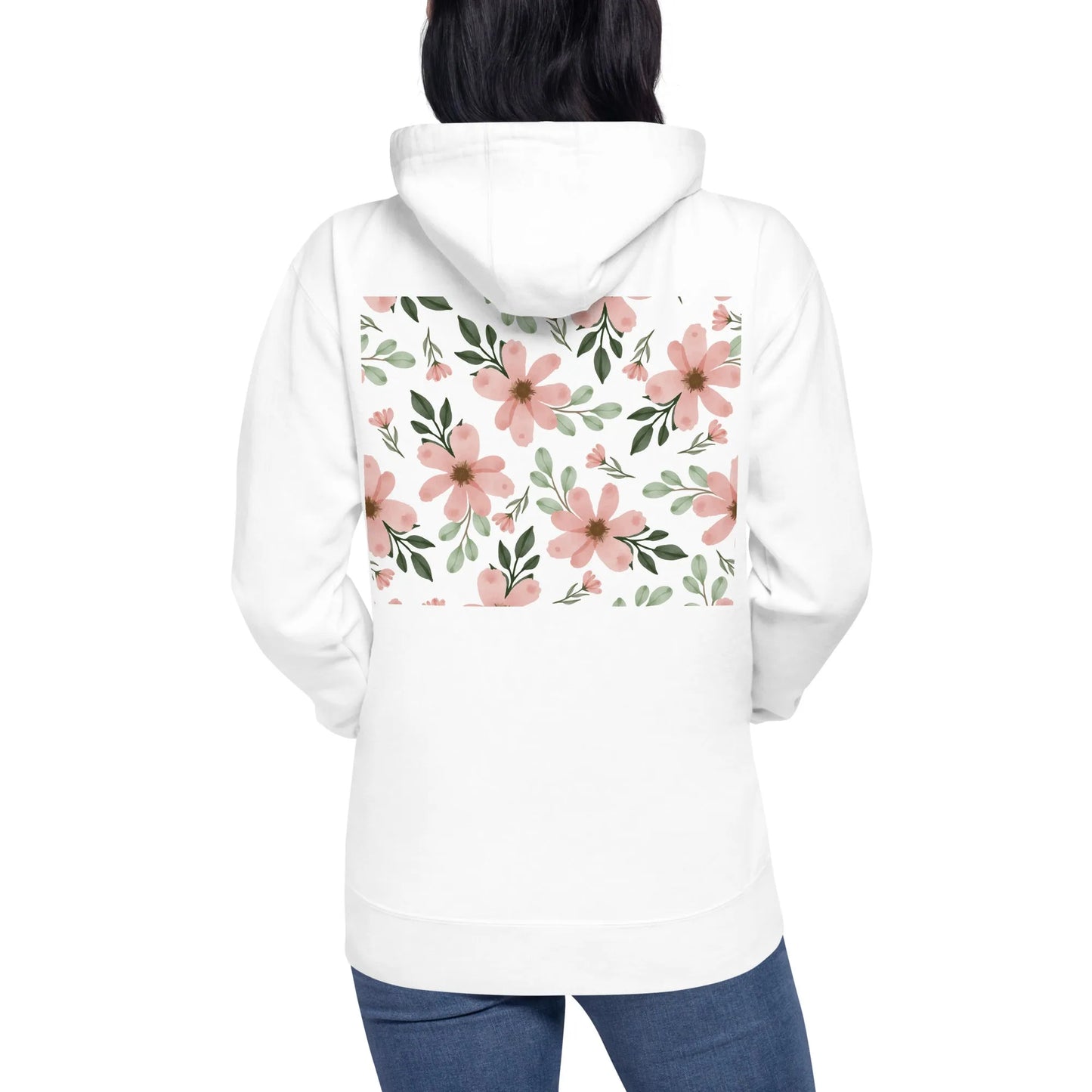 Chic Meadow White Hoodie with Floral Design on Back - Chic Meadow Boutique 