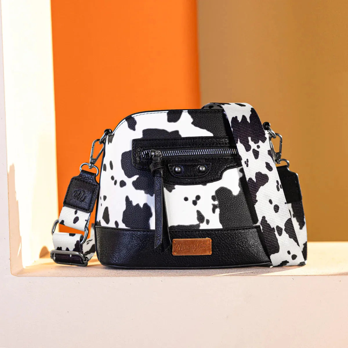 Wrangler Cow Print Crossbody Bag - Black - Chic Meadow Boutique 